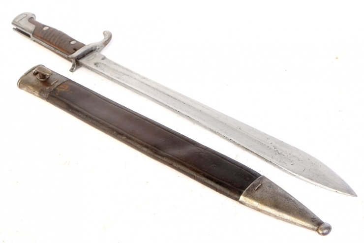 WW1 German Gew98 S98/05 Butcher knife bayonet with leather scabbard