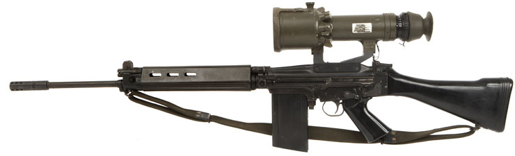 Deactivated Rare FAL Self Loading Rifle with Night Scope