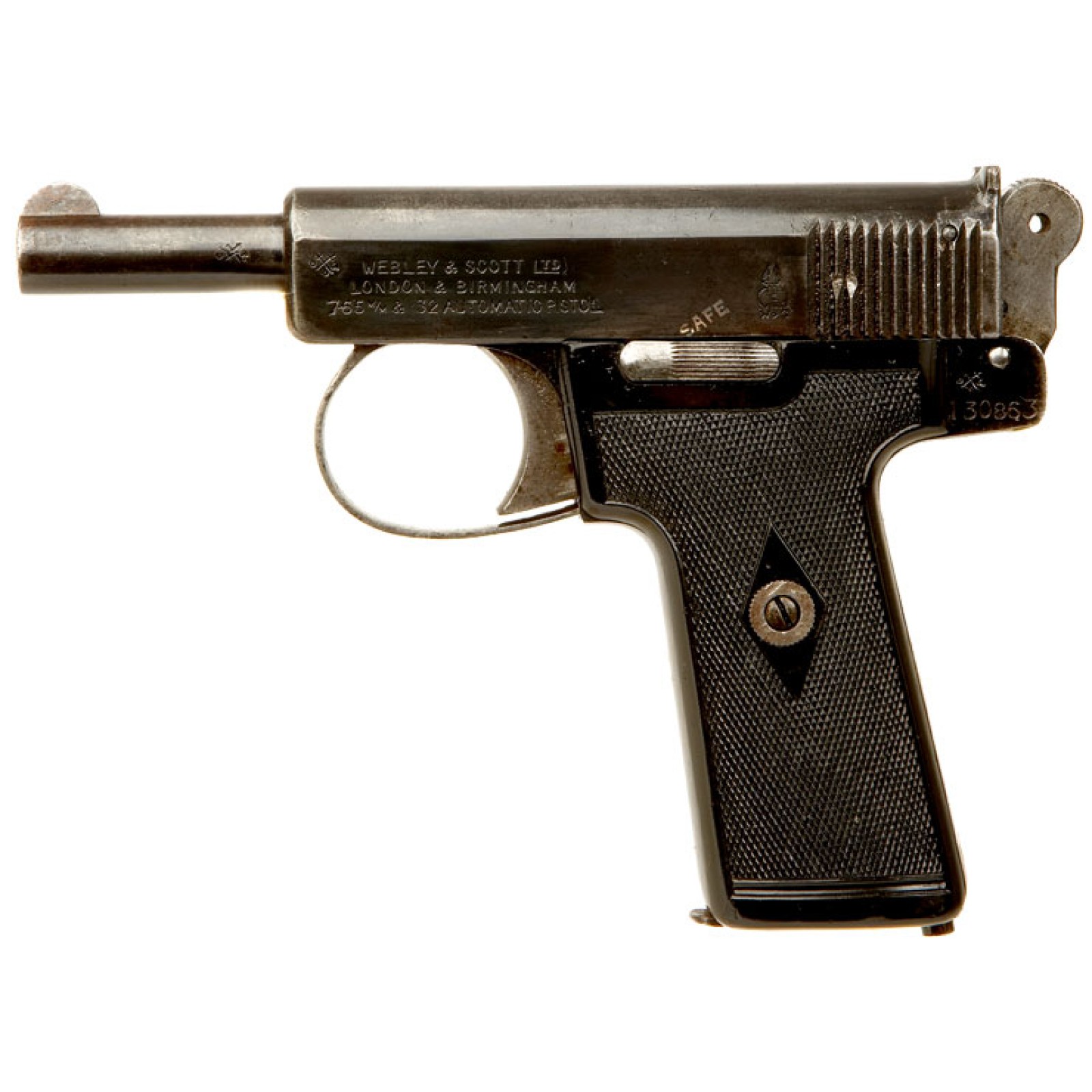 Deactivated Webley & Scott 7.65mm .32 Automatic Pistol.